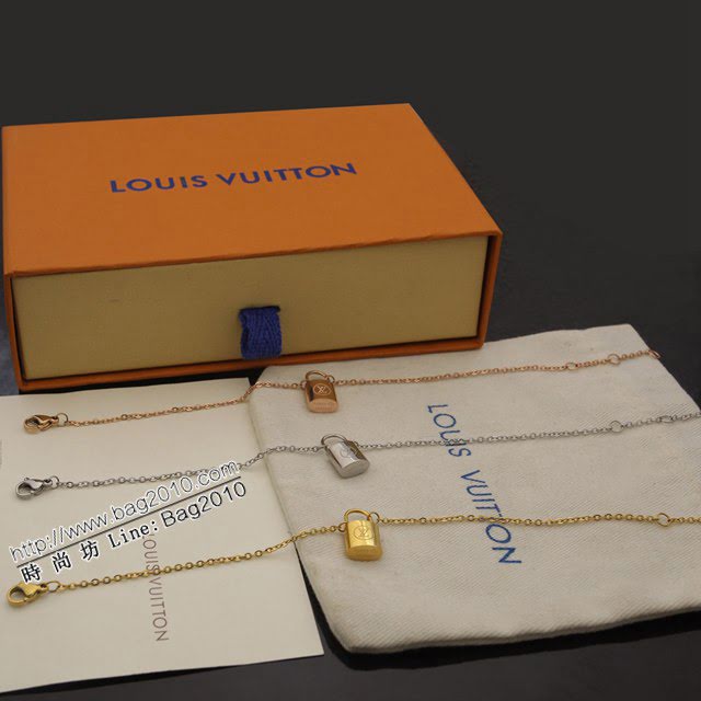 Louis Vuitton新款飾品 路易威登時尚百搭款 LV項鏈手鏈耳釘鎖頭套裝  zglv1880